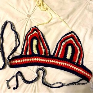 🇺🇸 Red white & blue crochet bra top